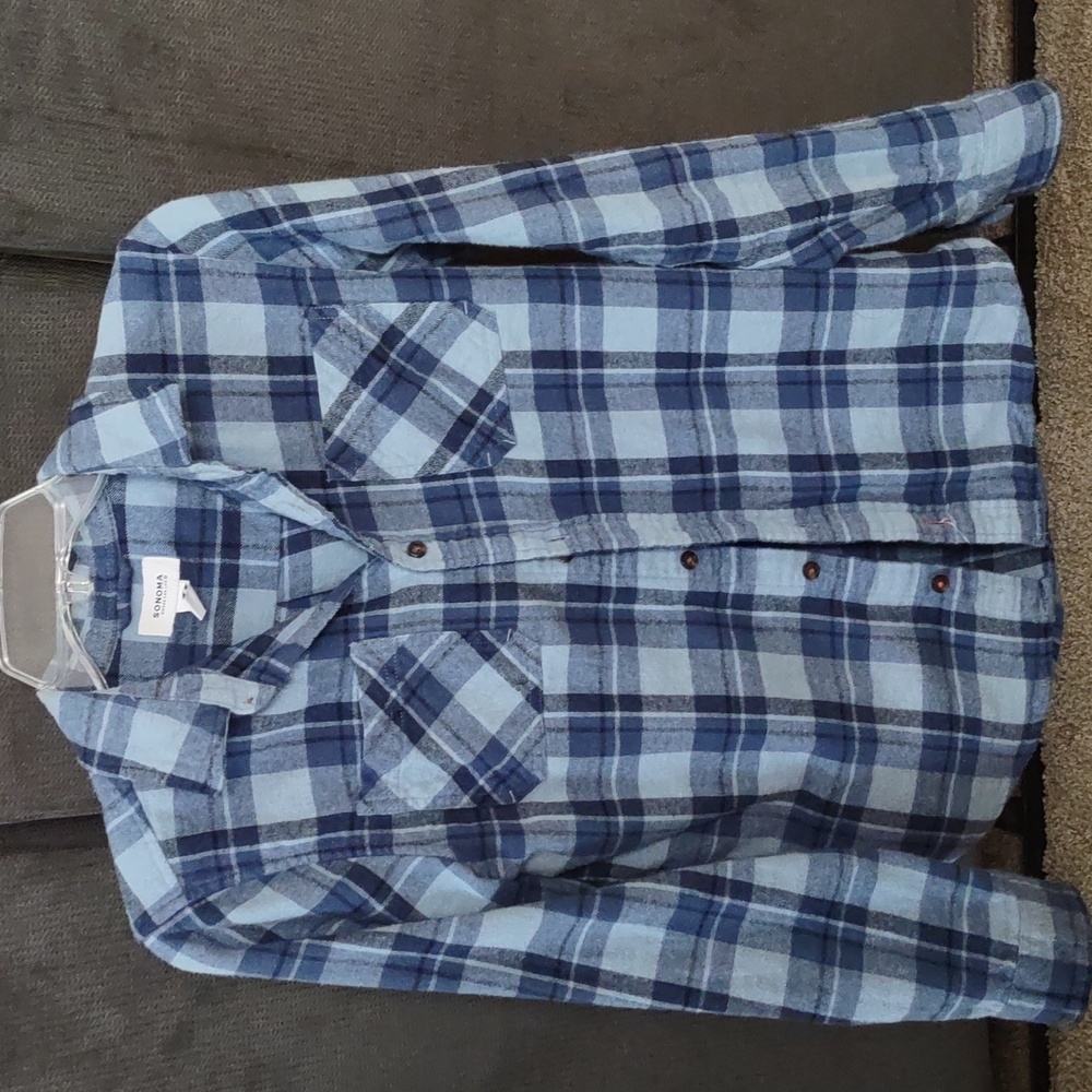 Sonoma flannel shirt, soft, blue plaid, size large